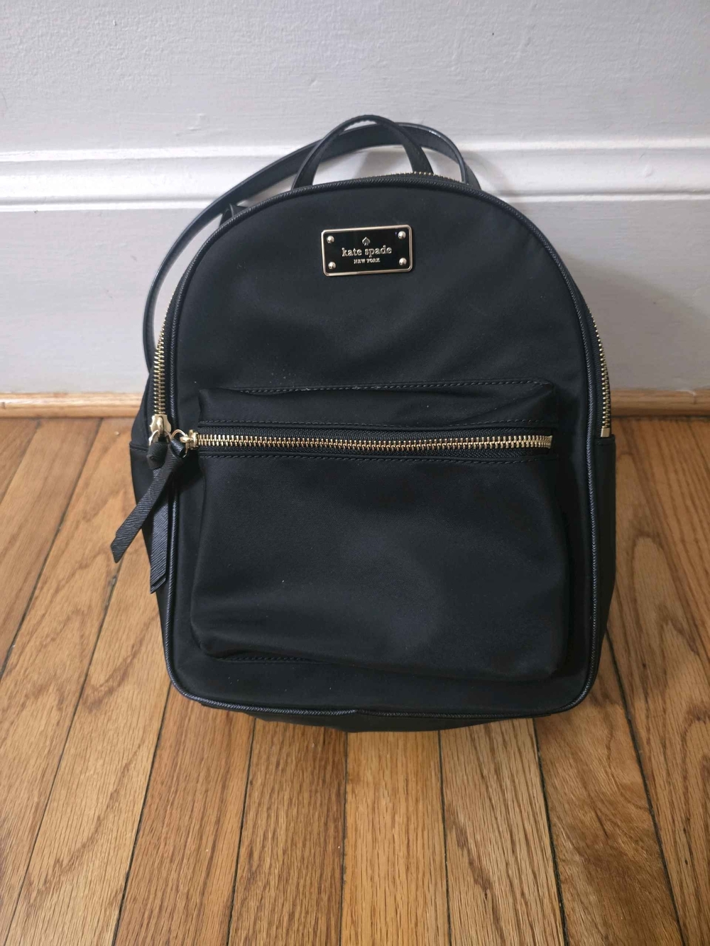 Kate Spade Black Mini Backpack with Gold Hardware